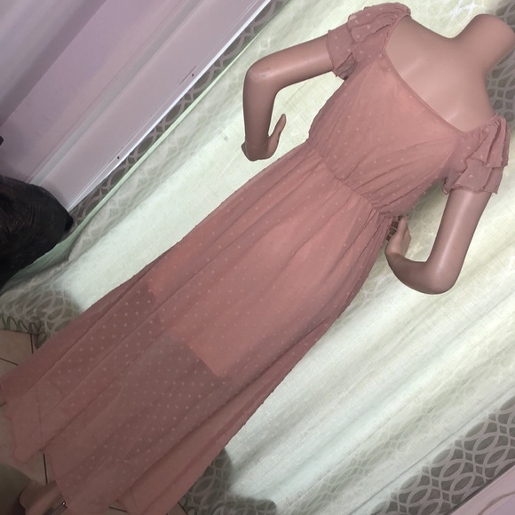 Swiss Dot Tan Maxi Dress - Picture 11 of 12